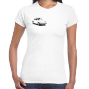 White VW Beetle - Women's 'Gildan' Slim T-Shirt