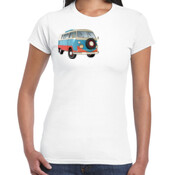 Retro VW Kombi Van - Women's 'Gildan' Slim T-Shirt